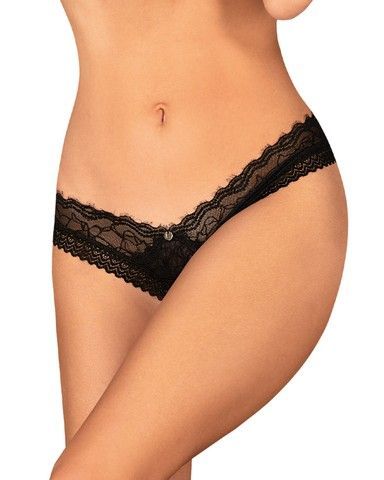 Трусики с доступом Obsessive Medilla crotchless thong XS/S черные