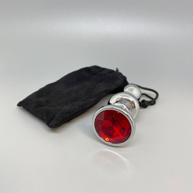 Анальна пробка з кристалом Wooomy Lollypop Double Ball Metal Plug Red S (2,8 см) - фото