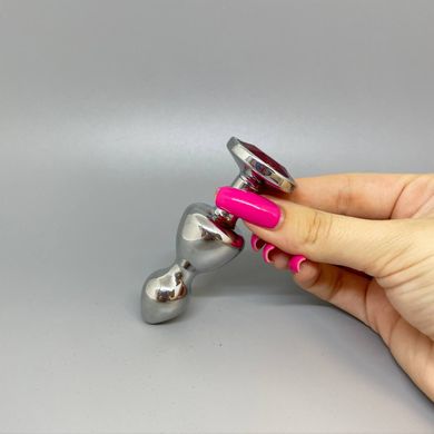 Анальная пробка с кристаллом Wooomy Lollypop Double Ball Metal Plug Red S (2,8 см) - фото