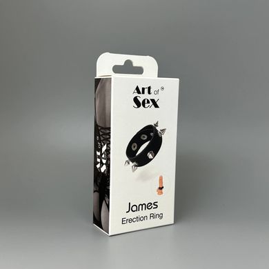 Ерекційне кільце шкіряне з шипами Art of Sex - James - фото