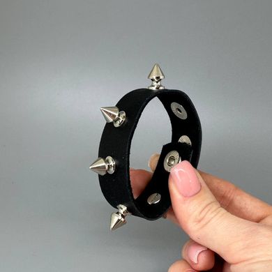 Эрекционное кольцо кожаное с шипами Art of Sex - James - фото