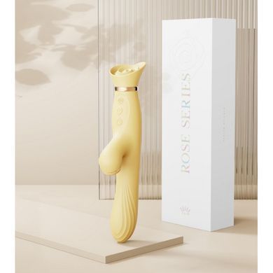 Вибратор-кролик&nbsp;с подогревом&nbsp;и&nbsp;вакуумной&nbsp;стимуляцией ZALO&nbsp;Rose Rabbit Yellow - фото
