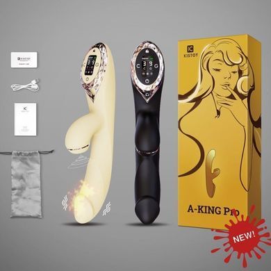 Вібратор з вакуумною стимуляцією + підігрів KissToy A-King Pro Yellow - фото