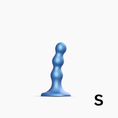 Насадка для страпона Strap-On-Me Dildo Plug Balls Blue Metallic S (довжина 12,5 см; діаметр 3,2 см) - фото
