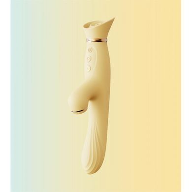 Вибратор-кролик&nbsp;с подогревом&nbsp;и&nbsp;вакуумной&nbsp;стимуляцией ZALO&nbsp;Rose Rabbit Yellow - фото