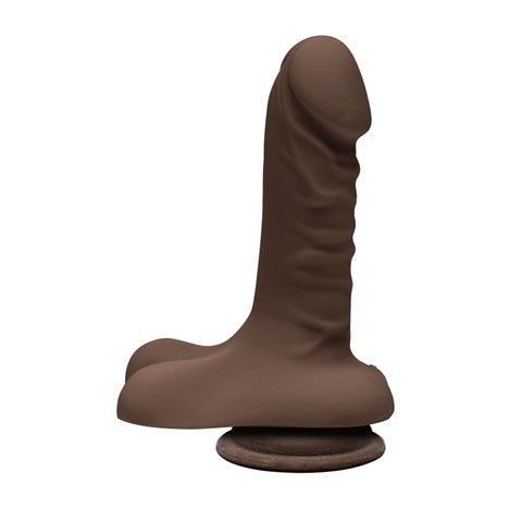 Коричневый фаллоимитатор на присоске Doc Johnson The D Super D Chocolate (15 см) - фото
