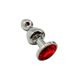 Анальна пробка з кристалом Wooomy Lollypop Double Ball Metal Plug Red S (2,8 см) - фото товару
