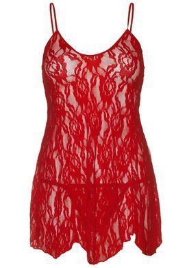 Сорочка и трусики Leg Avenue Rose Lace Flair Chemise Red Plus Size