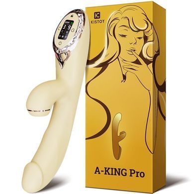 Вібратор з вакуумною стимуляцією + підігрів KissToy A-King Pro Yellow - фото