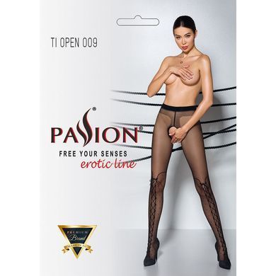 Эротические колготки имитация ботфорт TIOPEN 009 black (20/40 den) - Passion, с вырезом 1/2 - фото