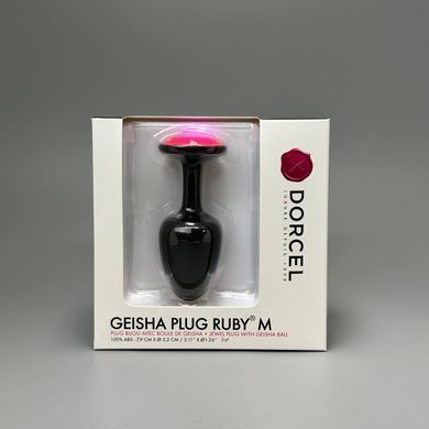 Анальная пробка с красными кристаллом Dorcel M (3,2 см) со смещенным центром тяжести - фото