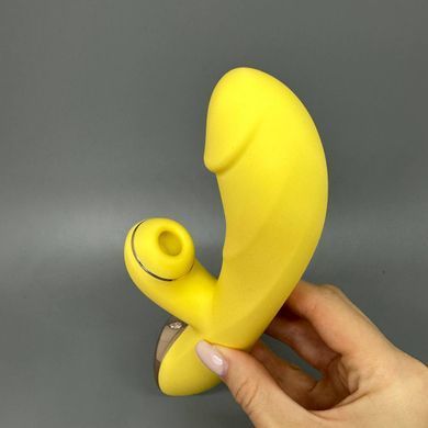 Вібратор з вакуумною стимуляцією + підігрів KissToy A-King Pro Yellow - фото