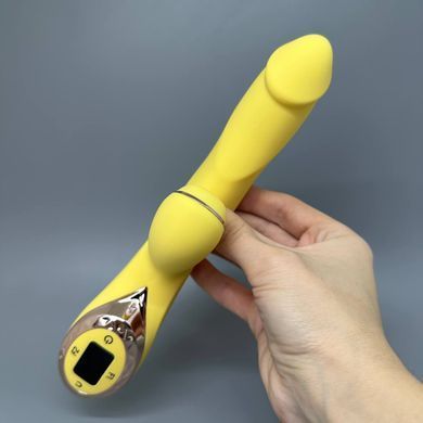 Вібратор з вакуумною стимуляцією + підігрів KissToy A-King Pro Yellow - фото
