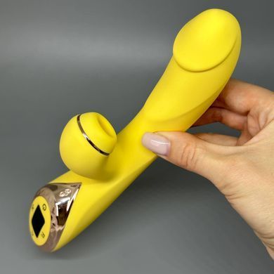 Вібратор з вакуумною стимуляцією + підігрів KissToy A-King Pro Yellow - фото