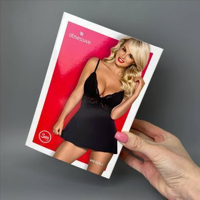 Сорочка и трусики Obsessive 810-BAB-1 babydoll & thong black S/M