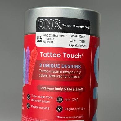 Презервативы с рельефным рисунком ONE Tattoo Touch (12 шт) - фото