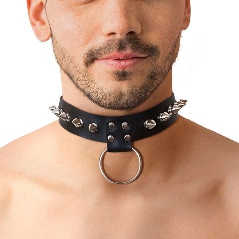 Мужской ошейник Art of Sex Stiles Leather and Spikes - фото