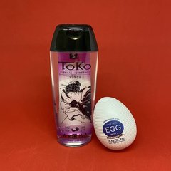 Набір яйце мастурбатор Tenga Egg + смачна змазка Shunga Toko AROMA екзотичні фрукти (165 мл)