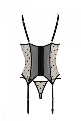 Корсет з підв'язками і трусики Passion MARINA CORSET beige S/M