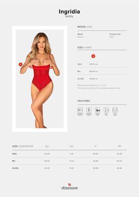 Эротическое боди Obsessive Ingridia crotchless teddy XS/S