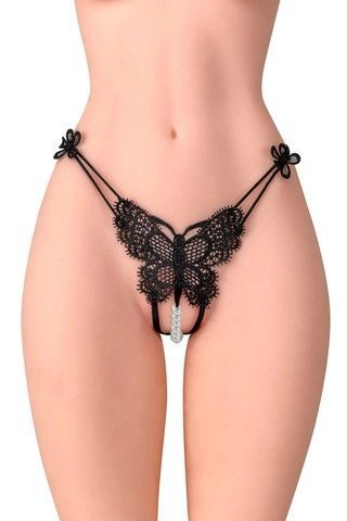 Трусики з бусами та доступом Fashion Secret Natasha Black чорні
