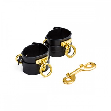 Наручники шкіряні UPKO Handcuffs чорні розмір L - фото