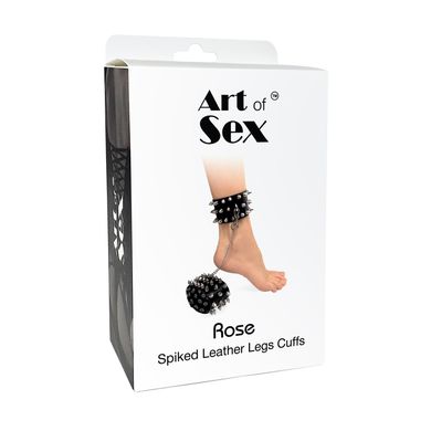 Поножі з натуральної шкіри з шипами Art of Sex Rose чорні
