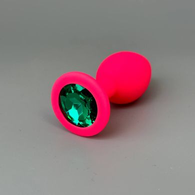 Анальная пробка с кристаллом CRYSTAL Pink Silicone Emerald S - фото