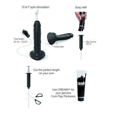 Кінчаючий фалоімітатор Strap-On-Me Squirting Cum Dildo Realistic Black (17 см) - фото