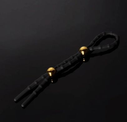 Эрекционное кольцо лассо рельефное UPKO черное - фото