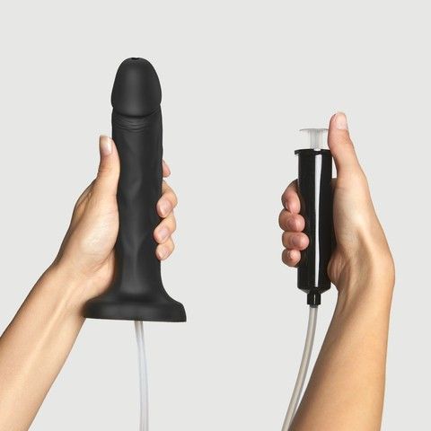 Кончающий фаллоимитатор Strap-On-Me Squirting Cum Dildo Realistic Black (17 см) - фото