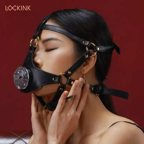 Маска-збруя з кляпом для мінету LOCKINK SEVANDA Blowjob Head Harness - фото