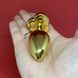 Золотая анальная пробка сердечко с черным кристаллом (2,8 см) - фото товара