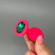 Анальная пробка с кристаллом CRYSTAL Pink Silicone Emerald S - фото товара
