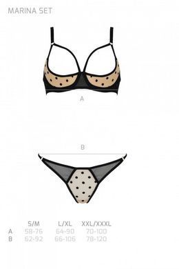 Комплект білизни Passion MARINA SET WITH OPEN BRA beige S/M - фото