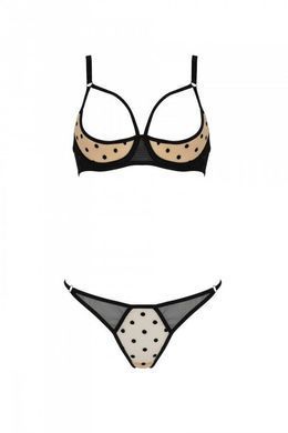 Комплект білизни Passion MARINA SET WITH OPEN BRA beige S/M - фото