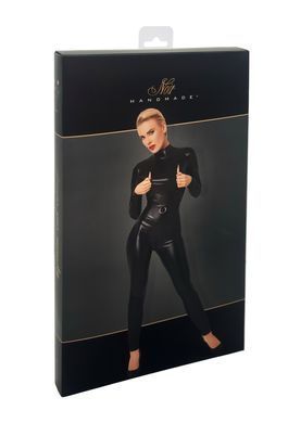 Бодістокінг Noir Handmade F319 Caged wetlook catsuit with zippers and ring L