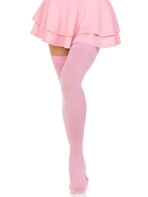 Панчохи непрозорі Leg Avenue Opaque Nylon Thigh Highs OS Pink - фото