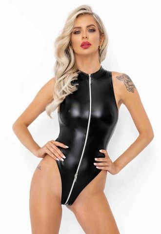 Боді Noir Handmade F294 Powerwetlook bodysuit with front zipper 3XL