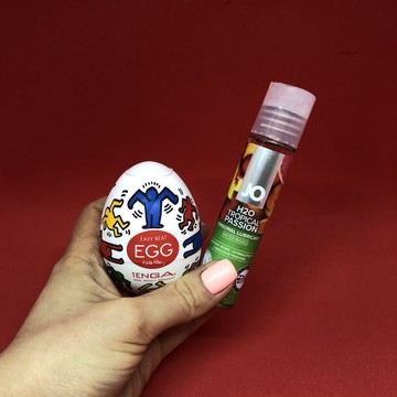 Набір яйце мастурбатор Tenga Egg + смачна змазка System JO H2O вишня (30 мл)