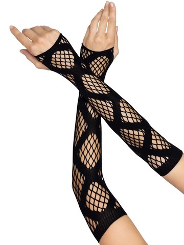 Митенки сетка Leg Avenue Faux wrap net arm warmers One size Black