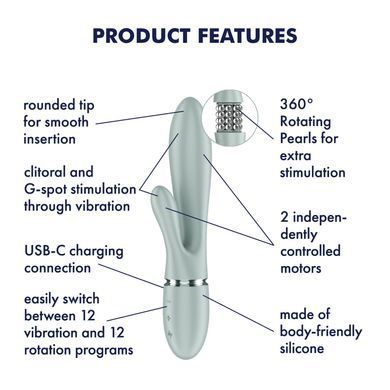 Вібратор-кролик з перлинним масажем Satisfyer Pearl Bunny 2 Ggreygreen сірий - фото