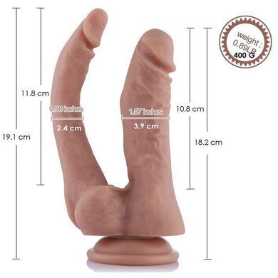 Фаллоимитатор двойной для секс-машин Hismith 9.8" Double Penetrator Silicone Dildo, Телесный