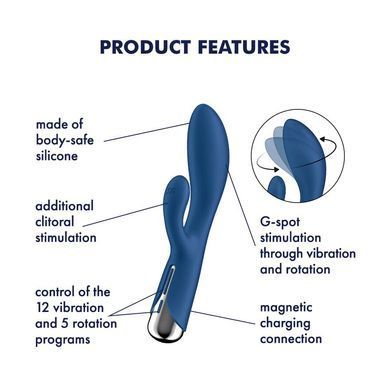 Satisfyer Spinning Rabbit 1 Blue - вібратор-кролик з ротацією - фото