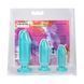 Набір анальних пробок Doc Johnson Crystal Jellies Anal Starter Kit Teal 3 шт (3,2 см; 3,8 см; 5,1 см) (м'ятий та без вставки) - фото товару