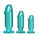 Набір анальних пробок Doc Johnson Crystal Jellies Anal Starter Kit Teal 3 шт (3,2 см; 3,8 см; 5,1 см) (м'ятий та без вставки) - фото товару