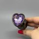 Анальна пробка зі стразом (3,4 см) Ouch! Heart Gem M чорний/фіолетовий - фото товару