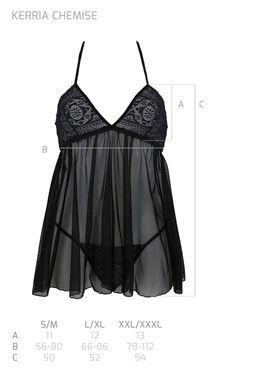 Прозрачная сорочка и трусики Passion KERRIA CHEMISE black S/M