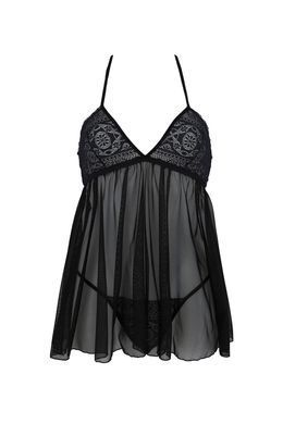 Прозрачная сорочка и трусики Passion KERRIA CHEMISE black S/M