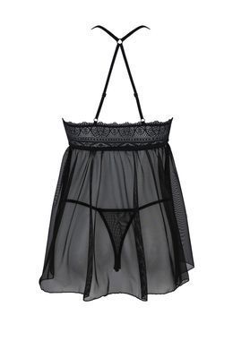 Прозрачная сорочка и трусики Passion KERRIA CHEMISE black S/M